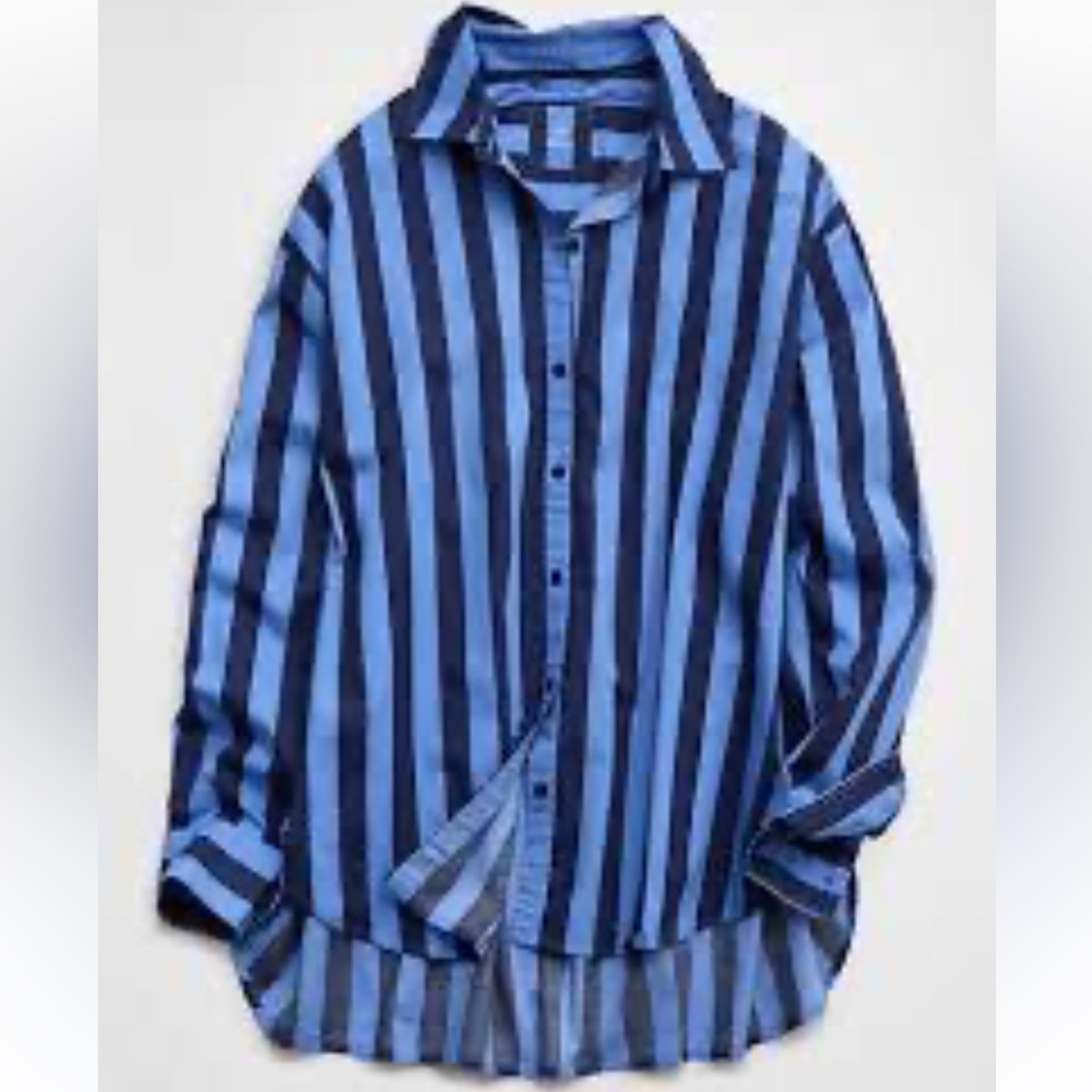 Blue and Black Striped LARGE  aerie - Picture 8 of 9